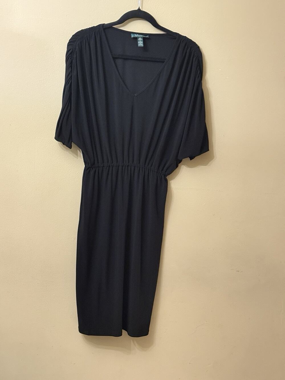 Lauren Ralph Lauren Dress Womens 4 Black Jersey Batwing Dolman Quiet Luxury Chic